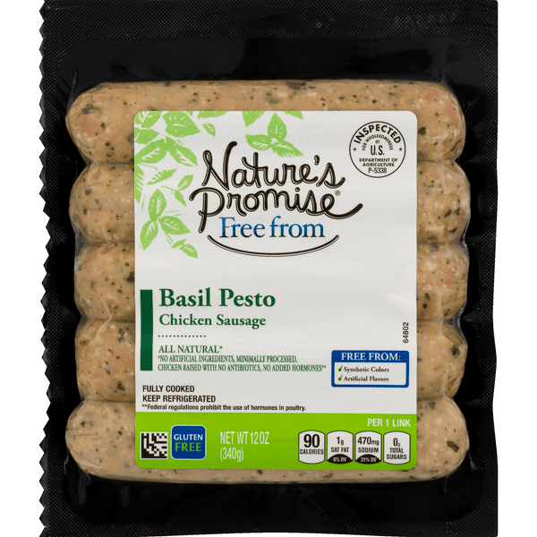 Save on Nature's Promise Chicken Sausage Basil Pesto Gluten Free 5 ct
