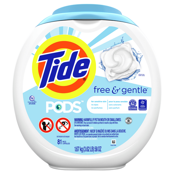 Save on Tide Pods Laundry Detergent Free & Gentle Order Online Delivery