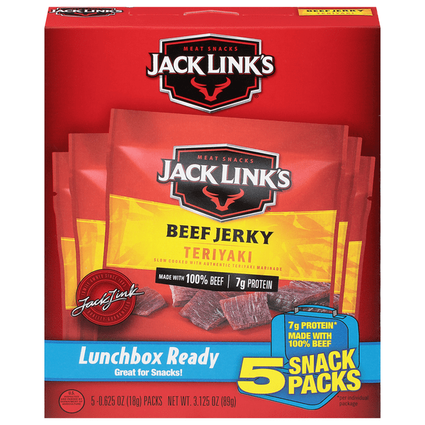 Save on Jack Link's Meat Snacks Beef Jerky Teriyaki Snack Packs 5 ct