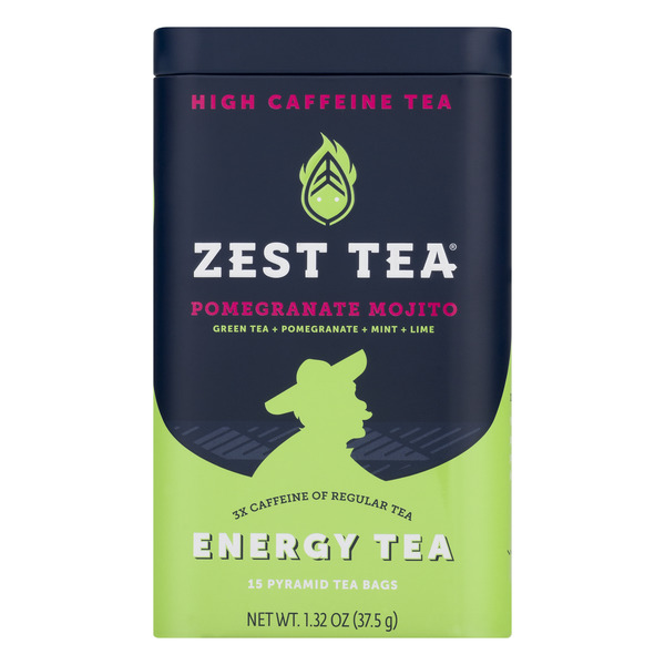 Save on Zest Tea Pyramid Tea Bags Pomegranate Mojito High Caffeine