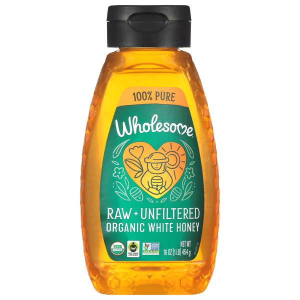 Save on Wholesome Raw Unfiltered White Honey Pesticide Free Fair Trade