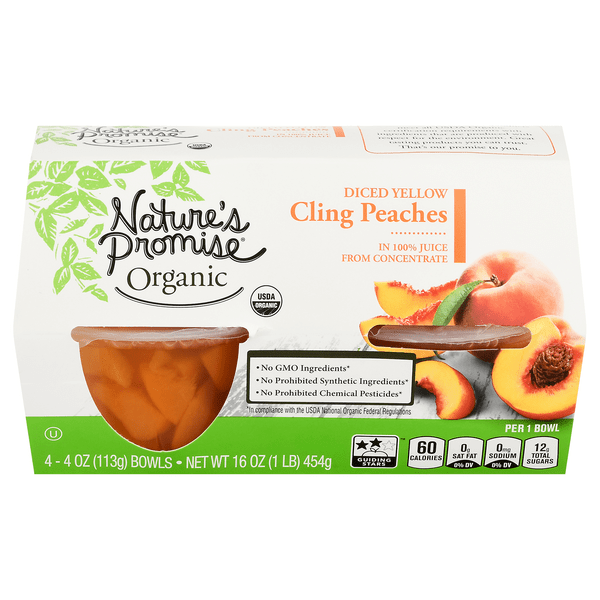 Save on Nature's Promise Organic Diced Peaches Fruit Cups in Juice 4