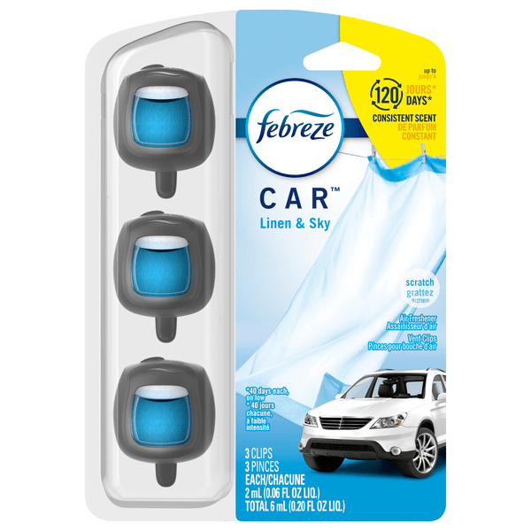 Save on Febreze Car Air Freshener Vent Clip Linen & Sky Order Online