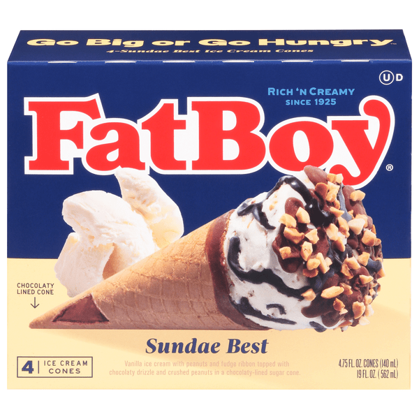 Save on FatBoy Premium Sundae Best Ice Cream Cones 4 ct Order Online