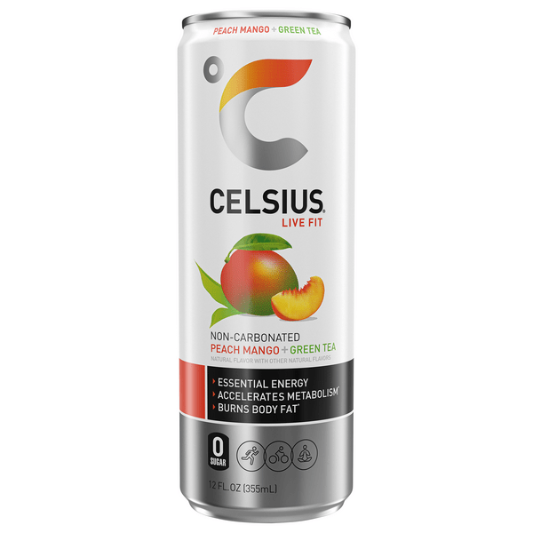 Save on Celsius Live Fit Peach Mango + Green Tea Energy Drink Order