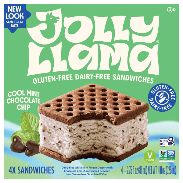 Save on Jolly Llama Ice Cream Sandwiches Cool Mint Chocolate Chip 4