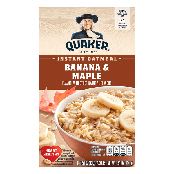 Save on Quaker Instant Oatmeal Banana & Maple 8 ct Order