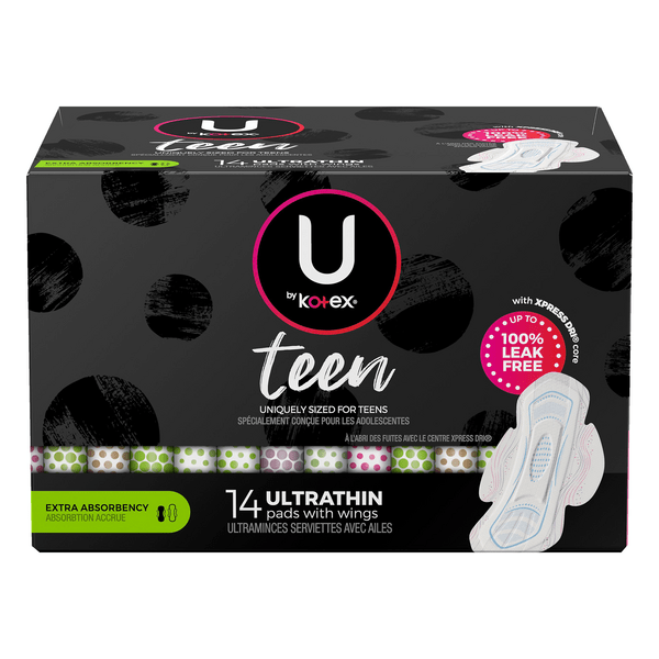 Save on U by Kotex Teen Ultrathin Pads with Wings Extra Absorbency