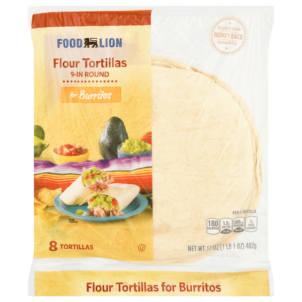 Save on Food Lion Tortillas Flour Burrito Size 9 Inch 8 ct Order