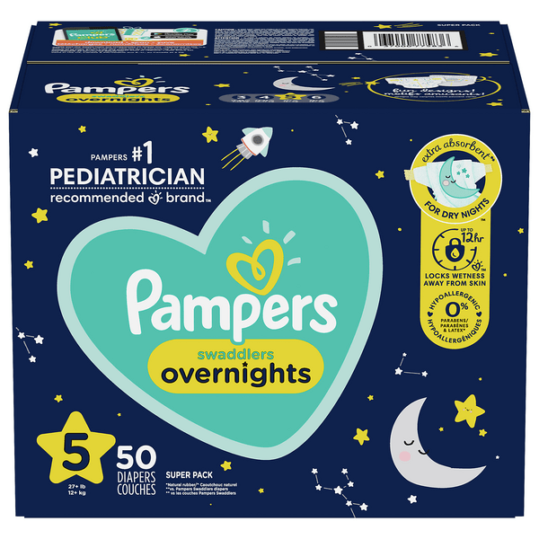Save on Pampers Swaddlers Overnight Diapers Size 5 Order Online