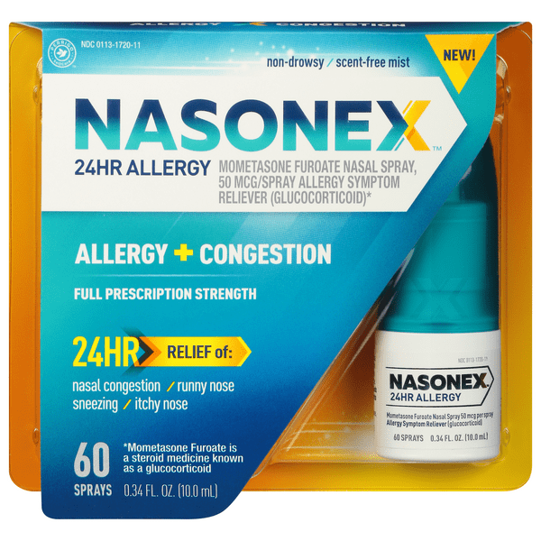 Save on Nasonex 24 Hour NonDrowsy Allergy + Congestion Relief Spray 60
