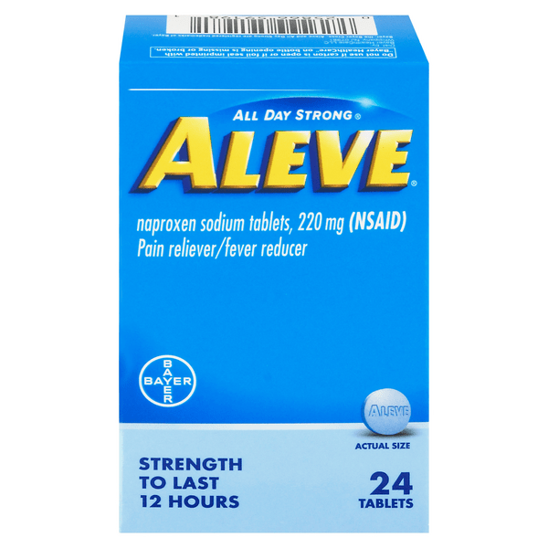 Save on Aleve Naproxen Sodium Pain Relief 220 mg Tablets Order Online