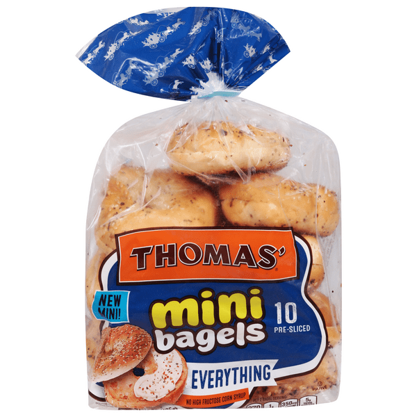 Save on Thomas' Mini Bagels Everything PreSliced 10 ct Order Online