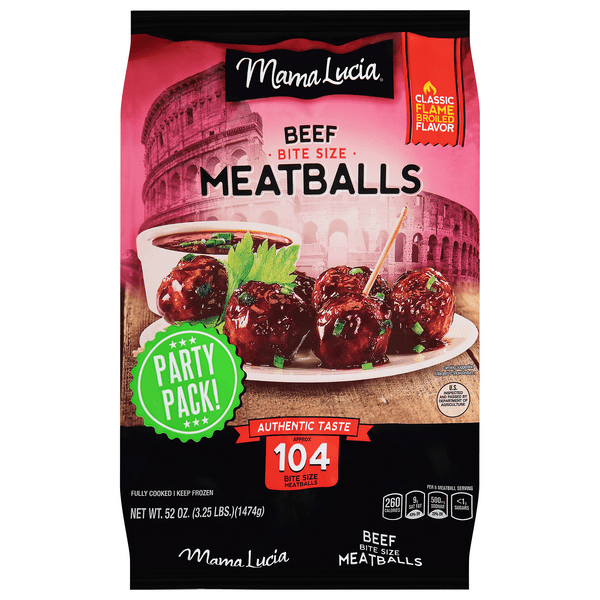 Save on Mama Lucia Meatballs Beef Bite Size Fully Cooked Frozen Order