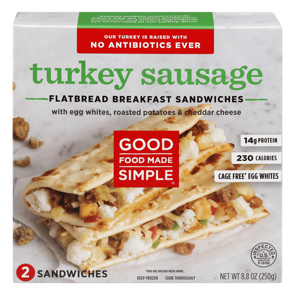 Save on Good Food Made Simple Flatbread Breakfast Sandwiches Turkey