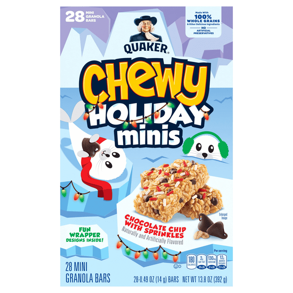 Save on Quaker Chewy Granola Bar Holiday Minis Chocolate Chip with