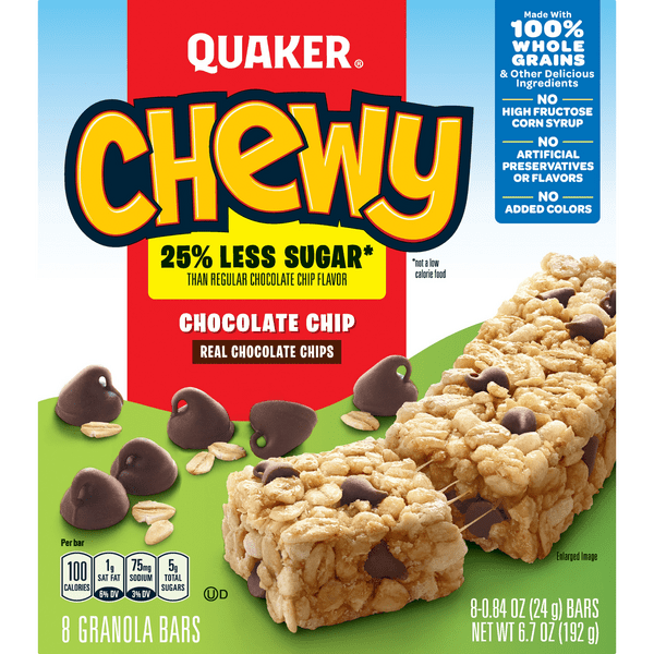 Save on Quaker Chewy Chocolate Chip Granola Bars 25 Less Sugar 8 ct Order Online Delivery