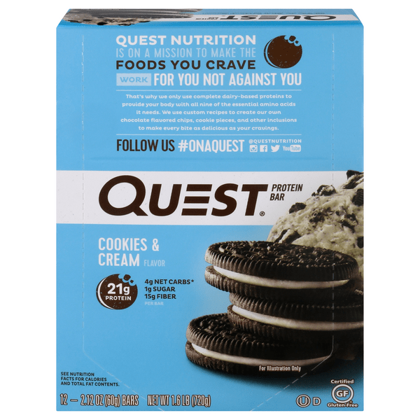 Save on Quest High Protein Bar Cookies & Cream Low Carb Keto Friendly