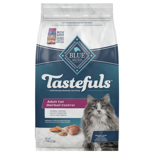 Save on BLUE Tastefuls Hairball Control Adult Dry Cat Food Chicken