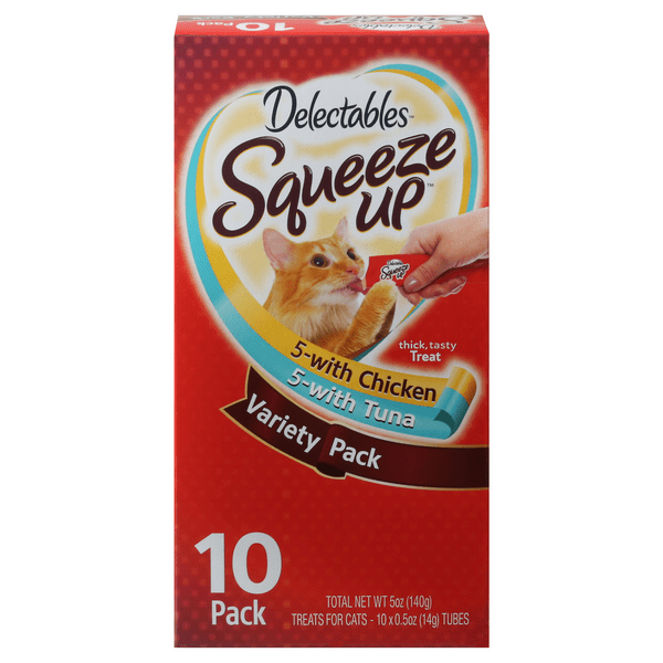 Save on Delectables Squeeze Up Cat Treat Variety Pack 10 ct Order