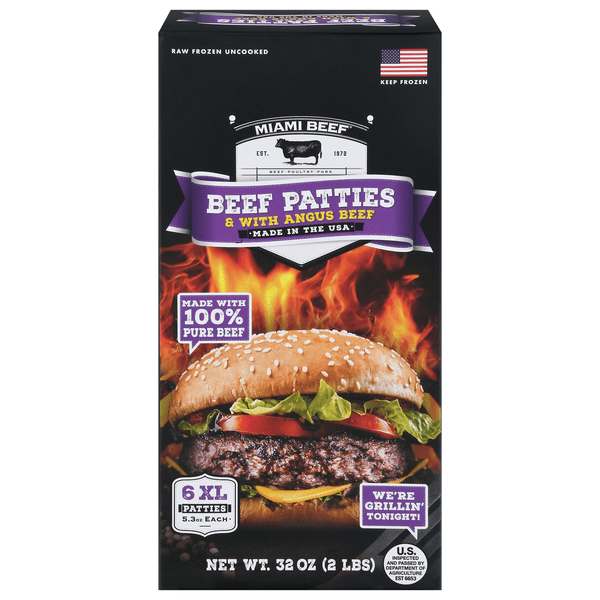 Save on Miami Beef Angus Beef Patties 6 ct Frozen Order Online