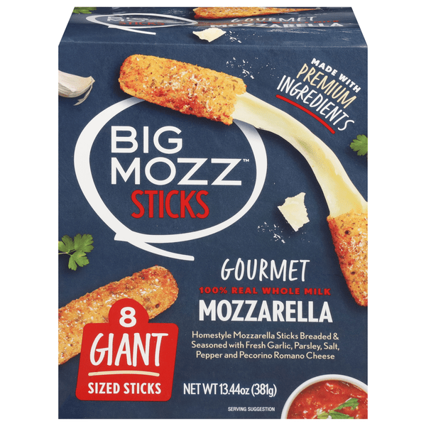 Save on Big Mozz Giant Gourmet Mozzarella Sticks 8 ct Order Online