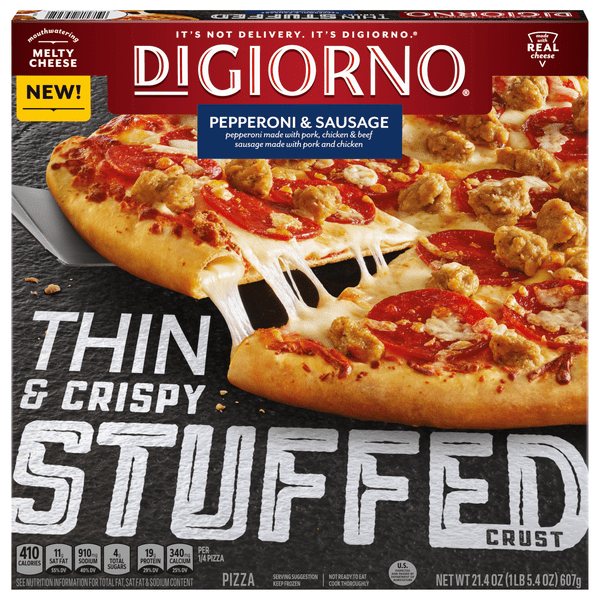 Save on DiGiorno Thin & Crispy Stuffed Crust Pepperoni & Sausage Pizza
