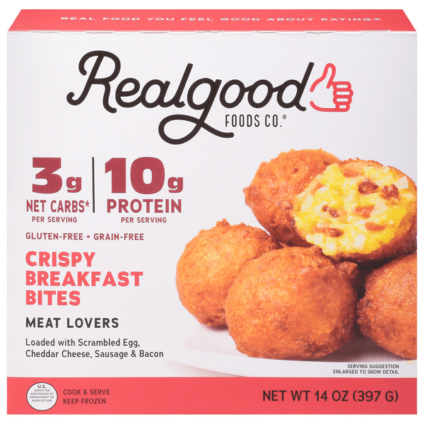 Save on Realgood Crispy Breakfast Bites Meat Lovers Gluten & Grain Free