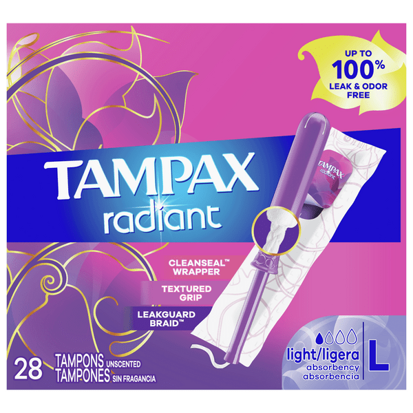 Save on Tampax Radiant Tampons Light Absorbency Unscented Order Online