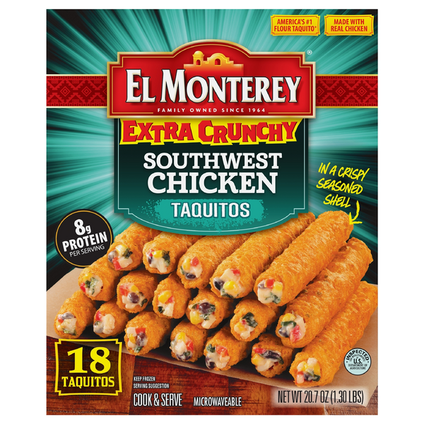 Save on El Monterey Taquitos Southwest Chicken Extra Crunchy 18 ct
