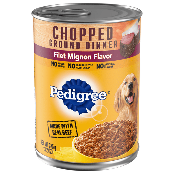 Save on Pedigree Chopped Ground Dinner Wet Dog Food Filet Mignon Flavor