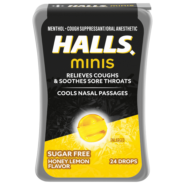 Save on Halls Minis Cough Drops Honey Lemon Flavor Sugar Free Order