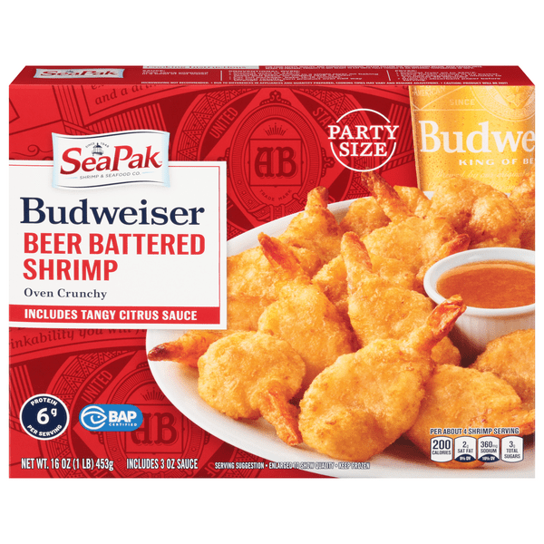 Save on SeaPak Budweiser Beer Battered Shrimp Party Size Order Online