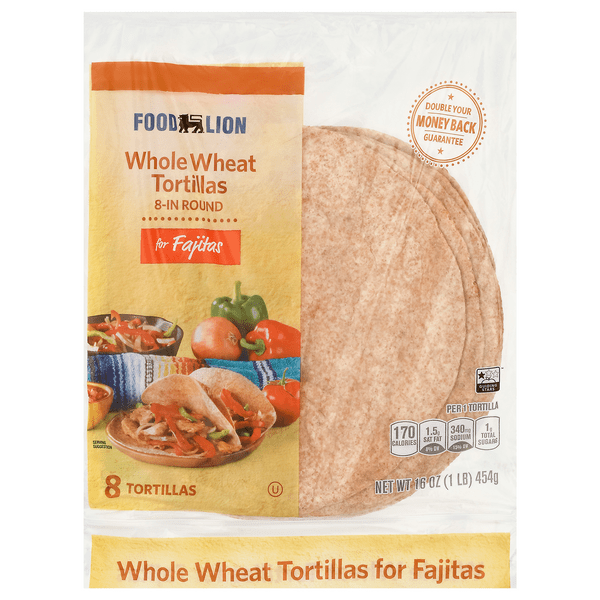 Save on Food Lion Tortillas Whole Wheat Fajita Size 8 Inch 8 ct Order