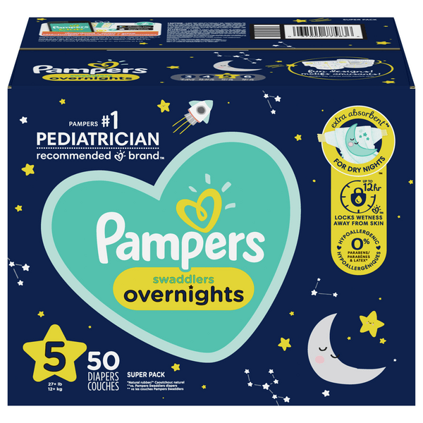 Save on Pampers Swaddlers Overnight Size 5 Diapers 27+ lbs Order Online Delivery Giant