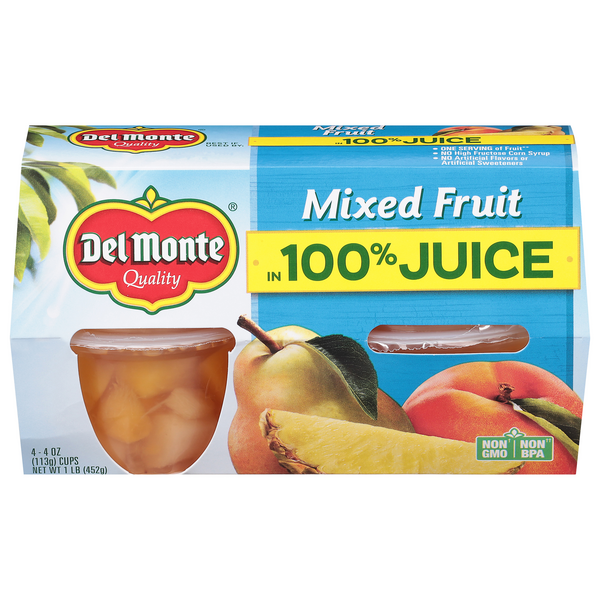 Save on Del Monte Fruit Cups Mixed Fruit in Lightly Sweetened Juice + Water 4 ct Order Online