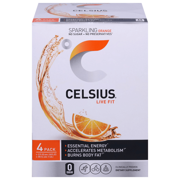 Save on Celsius Live Fit Sparkling Energy Drink Orange 4 pk Order