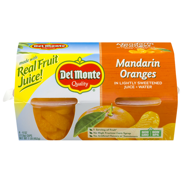 Save on Del Monte Fruit Cups Mandarin Oranges Lightly Sweetened Juice/Water 4 ct Order Online