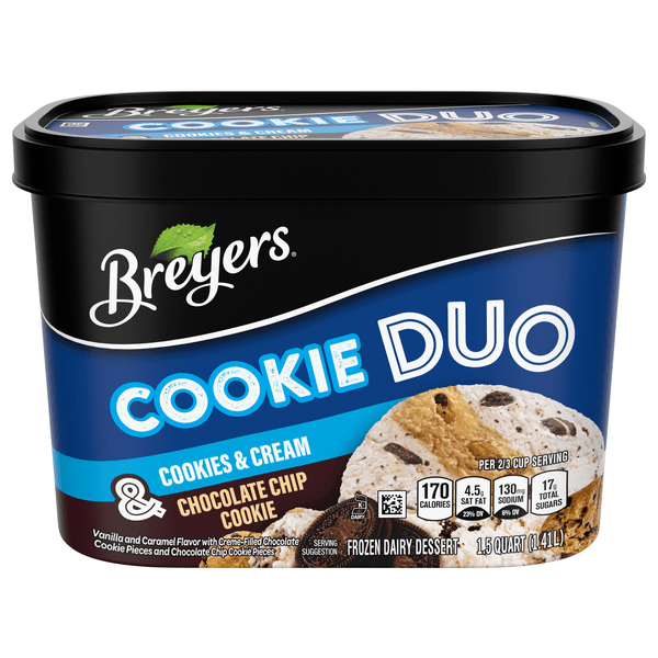 Save on Breyers Cookie Duo Frozen Dairy Dessert Cookies Cream/Choc Chip