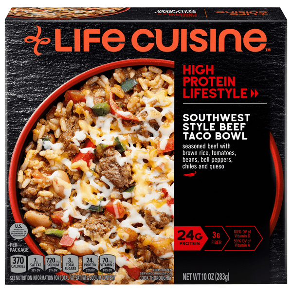 Save on Life Cuisine High Protein Lifestyle Beef Taco Bowl Southwest
