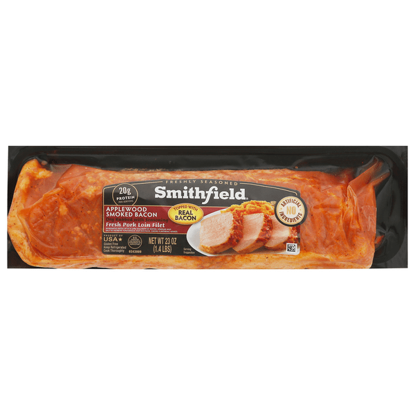Save on Smithfield Marinated Pork Loin Filet Applewood Smoked Bacon