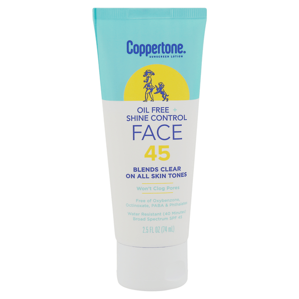 Save on Coppertone Face Sunscreen Lotion Oil Free + Shine Control SPF