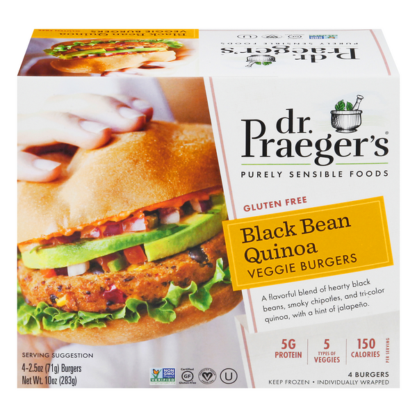 Save on Dr. Praeger's Gluten Free Vegan Black Bean Quinoa Veggie