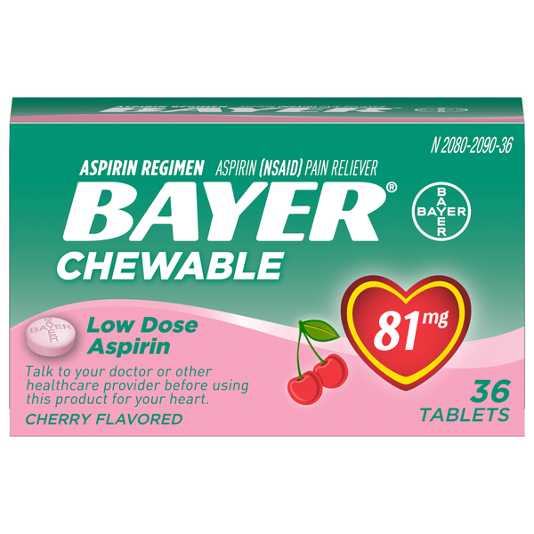 Save on Bayer Low Dose Aspirin Regimen Pain Relief 81 mg Cherry