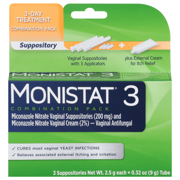 Save on Monistat 3Day Treatment Vaginal Suppositories Combination Pack Order Online Delivery