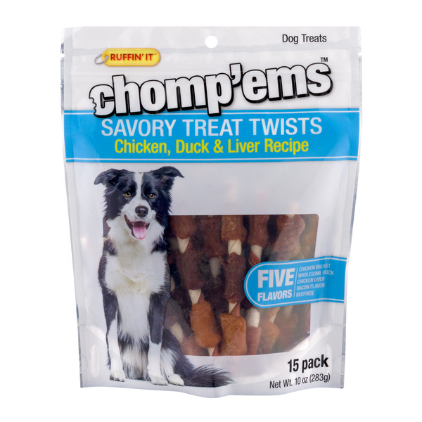 Save on Ruffin' It Chomp'ems Treat Twists Chicken, Duck & Liver Dog