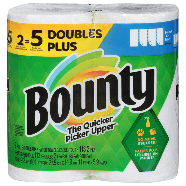 Save on Bounty SelectASize White Double Plus Roll 2Ply Paper Towels