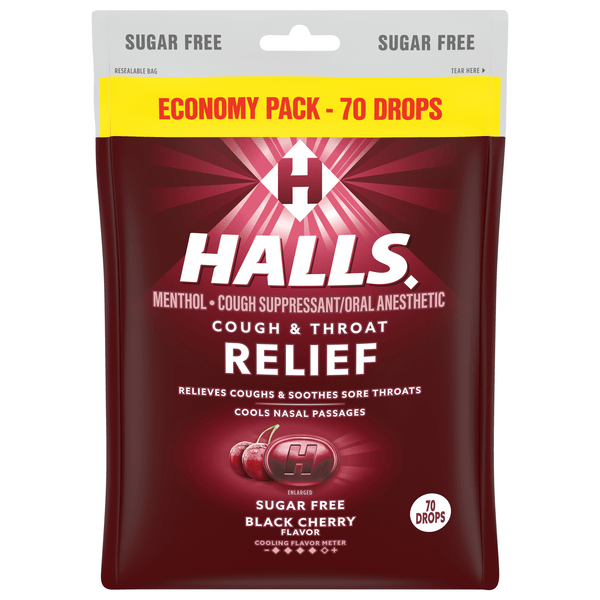 Save on Halls Triple Action Soothing Cough Drops Black Cherry Sugar