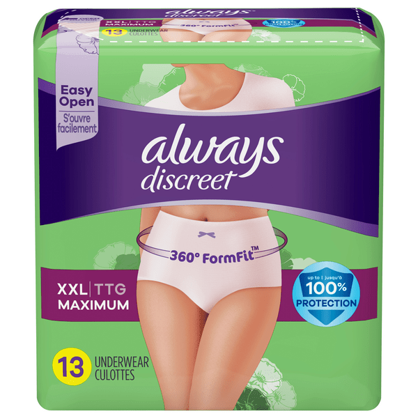 Save on Always Women's Discreet Incontinence Underwear Maximum XXL