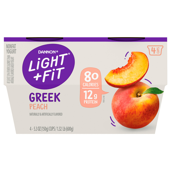 Save on Dannon Light + Fit Fat Free Peach Greek Yogurt Cup 4 ct Order